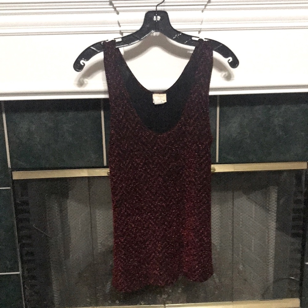 Ladies Daytrip Red/Black Blouse with glitter and a Large Bow in Back Size S